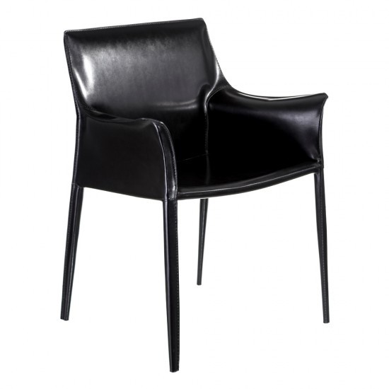 SILLA NEGRO PIEL SALÓN 65 X 51 X 84 CM