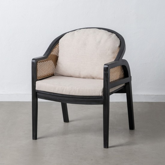 SILLÓN NATURAL-NEGRO RATÁN/MADERA SALÓN 58 X 60 X 77 CM