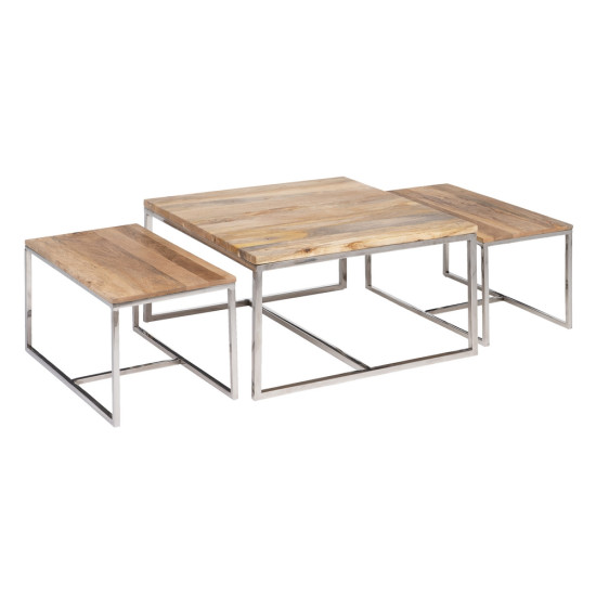 S/3 MESA CENTRO NATURAL-PLATA 70 X 70 X 41 CM