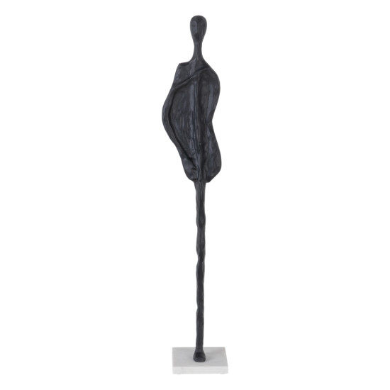 FIGURA NEGRO ALUMINIO/MÁRMOL DECORACIÓN 13 X 13 X 82 CM