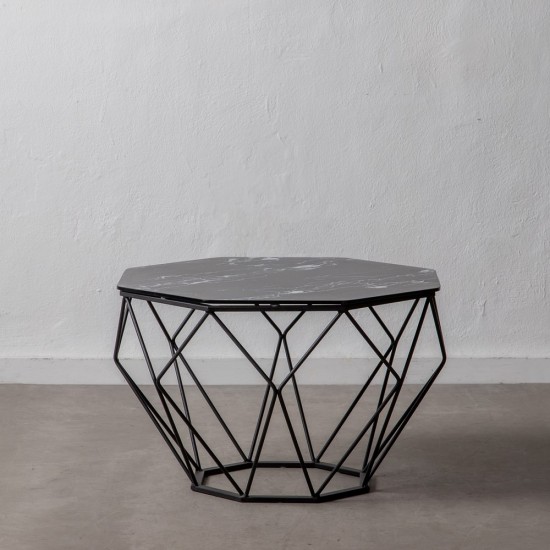 MESA CENTRO NEGRO ACERO-CRISTAL SALÓN 70 X 70 X 43 CM