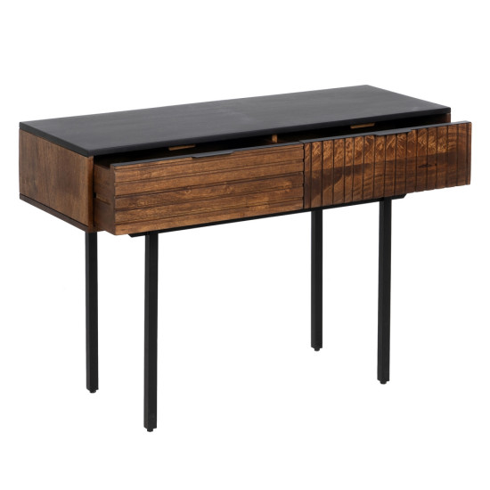 CONSOLA MARRÓN-NEGRO MADERA-HIERRO 110 X 40 X 76 CM